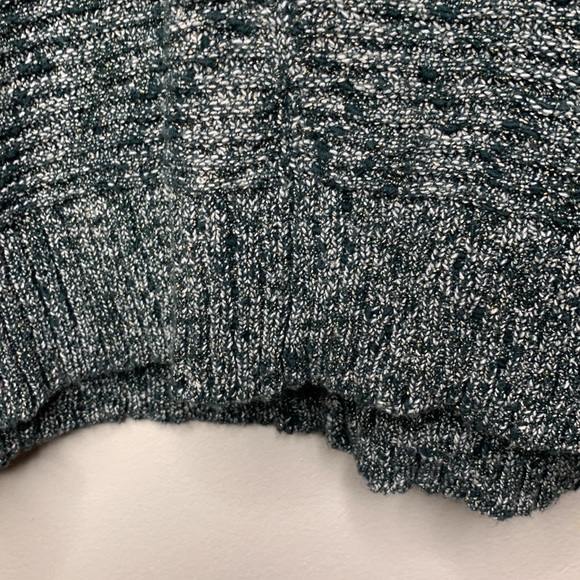 CHICO’S Sweater Green & Metallic Gold Dolman Sleeves Scoop Neck 3/4 Sleeves 12 - Picture 3 of 12